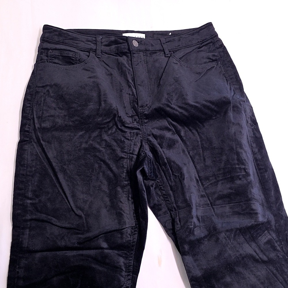 LOFT Velvet Skinny Pants Women 12/31 Black High Rise Stretch Tapered Trousers